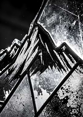 Abstract Black and White Mountain Peaks