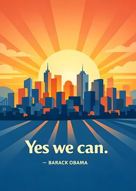 Yes We Can Obama Cityscape