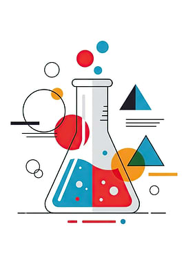 Chemistry Flask with Geometric Shapes