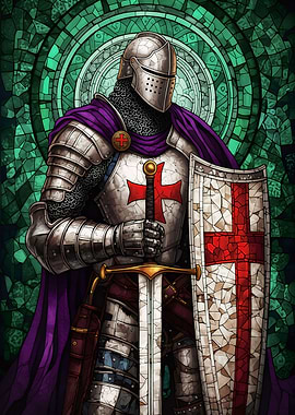 Knight in Shining Armor with Sword and Shield