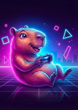 Capybara playing video games