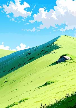 Anime Landscape with Rolling Hills