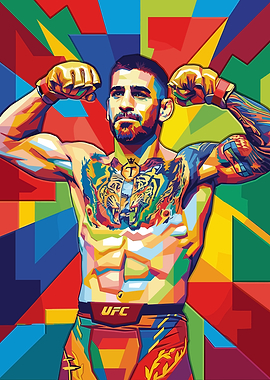 Ilia Topuria UFC Fighter with Tiger Chest Tattoo