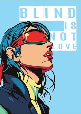 Blindfolded Woman with Text