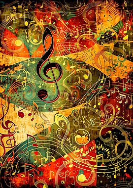 Abstract Musical Notes Collage