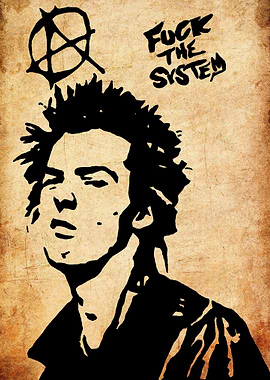 Anarchy Symbol and Punk Portrait