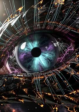 Cybernetic Eye with Cosmic Iris