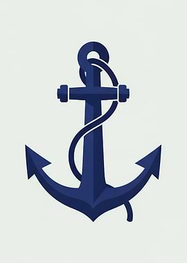 Dark Blue Anchor with Rope