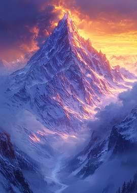 Majestic Mountain Peak at Sunset