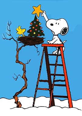 Snoopy and Woodstock Decorate Christmas Tree