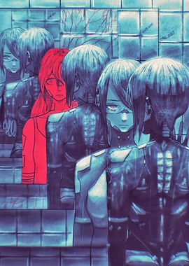 Row of Futuristic Figures
