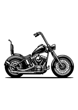 Black and White Motorcycle Illustration