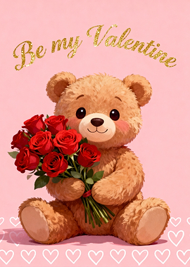 Teddy Bear with Roses for Valentine's Day