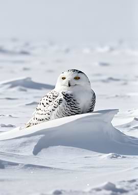 Snowy Owl in Winter Landscape
