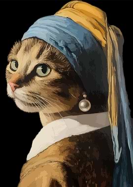 Cat in 'Girl with a Pearl Earring' style