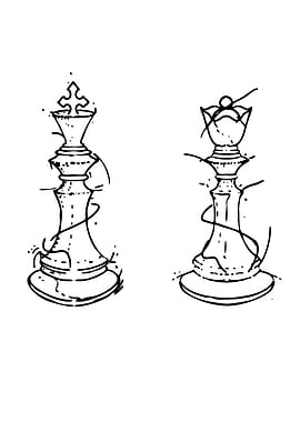 Chess King and Queen Sketch