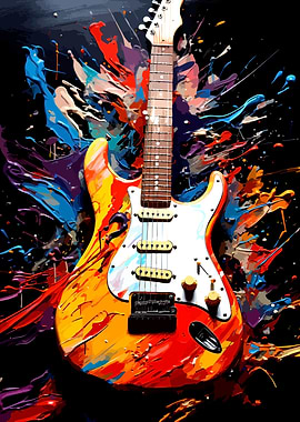Colorful Electric Guitar Art