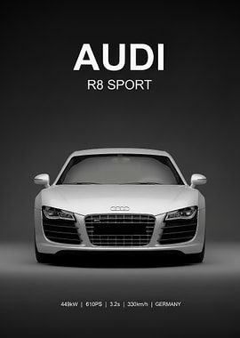 silver Audi R8 Sport Car poster