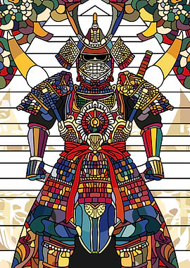 Stained Glass Samurai Warrior