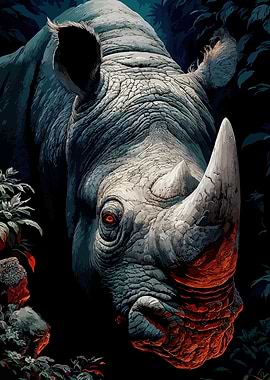 Close-up of a Rhinoceros Head
