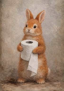 Bunny Holding Toilet Paper
