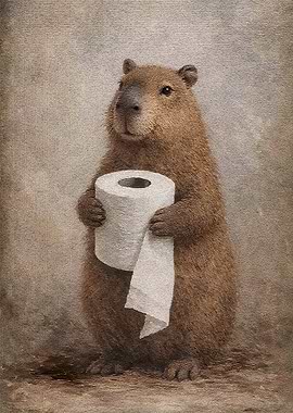 Capybara Holding Toilet Paper