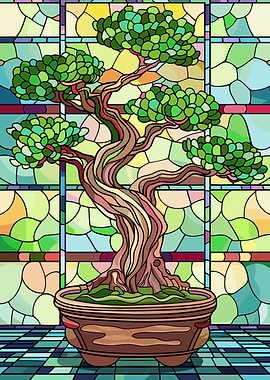 Stained Glass Bonsai Tree