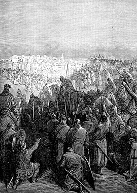 Enthusiasm at Sight of Jerusalem Gustave Dore Crusades Engraving