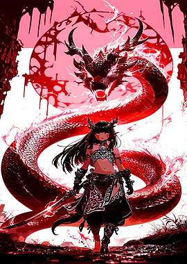 Anime Girl and Dragon