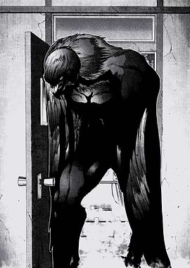 Dark Monster Emerging from Doorway