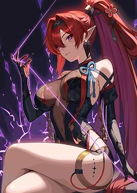 Anime Elf Girl with Red Hair