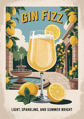 Gin Fizz Cocktail Poster
