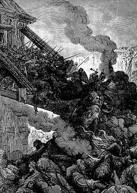 Godfrey Enters Jerusalem Gustave Dore Crusades Engraving