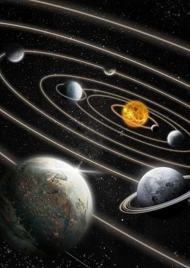 Solar System with Planets and Orbits
