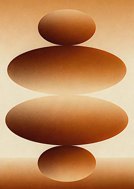 JAPANDI ZEN Balancing Ovals Abstract Terracotta Art