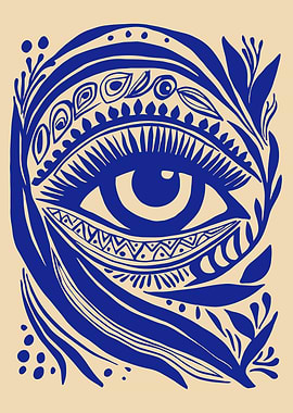 Blue Eye with Floral Accents