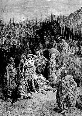 Godfrey Meeting the Remnant of Peter the Hermit's Army Gustave Dore Crusades Engraving