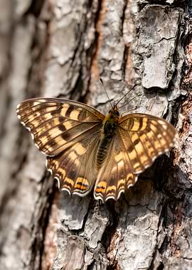 Butterfly on Tree Bark