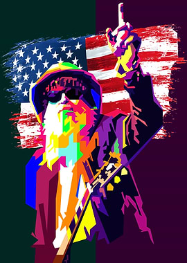 Man with American Flag in Pop Art Style