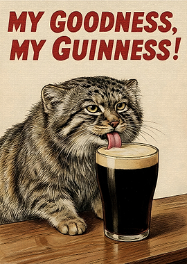 Cat Drinking Guinness