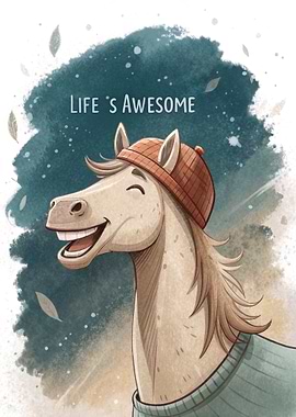Happy Horse Wearing a Hat