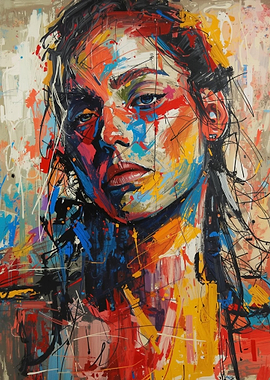Vibrant Abstract Expressionist Woman Portrait