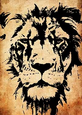Grunge Lion Portrait