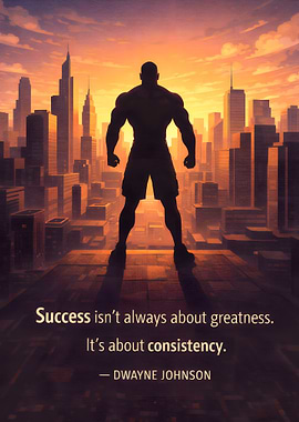 Dwayne Johnson Cityscape Motivational Quote