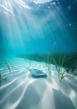 Stingray on sandy ocean floor