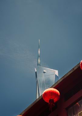 Red Lanterns and Modern Skyscraper