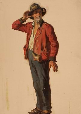 Man in Red Jacket and Hat