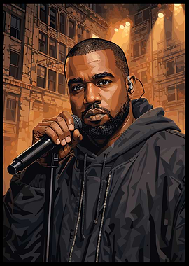 Vector Portrait of Kanye West Performing Live