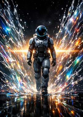Astronaut Walking Through Cosmic Phenomenon