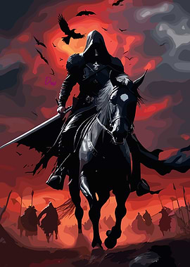Dark Rider on Horse